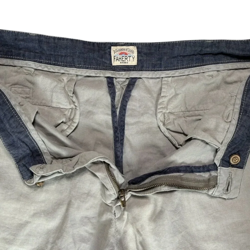 Faherty Mens All Day Linen/Cotton Blend 8” Shorts Gray Size 32